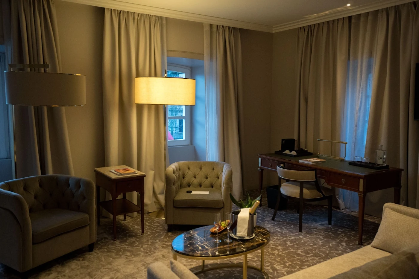Refined hotel interior with carefully selected furnishings